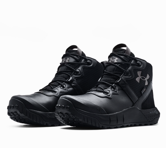 Under Armour Micro G® Valsetz Mid Black Leather Waterproof Tactical Boots