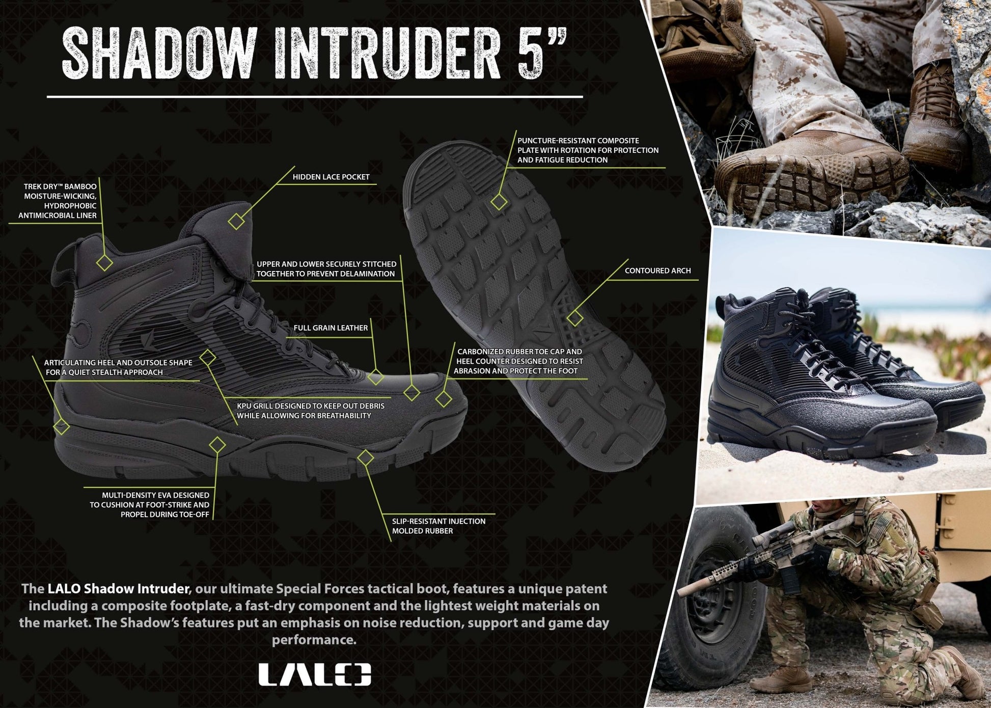 LALO SHADOW INTRUDER 5" Boots Black - 1ML007 - CombatFootwear.com