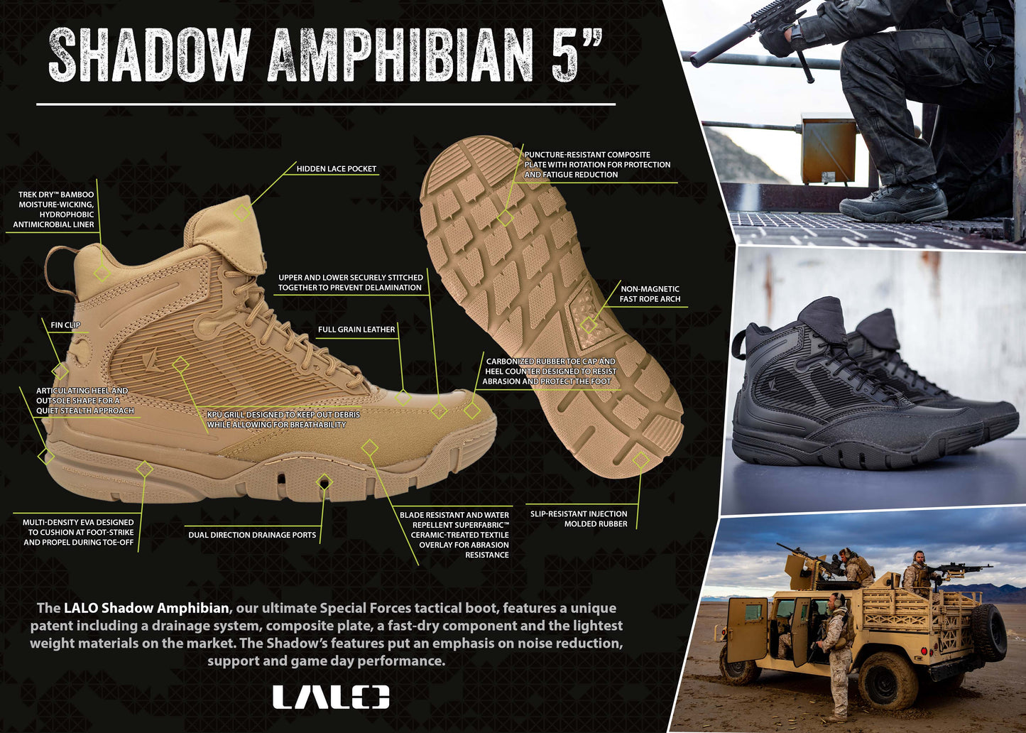 LALO SHADOW AMPHIBIAN 5" Boots Coyote - 1ML001