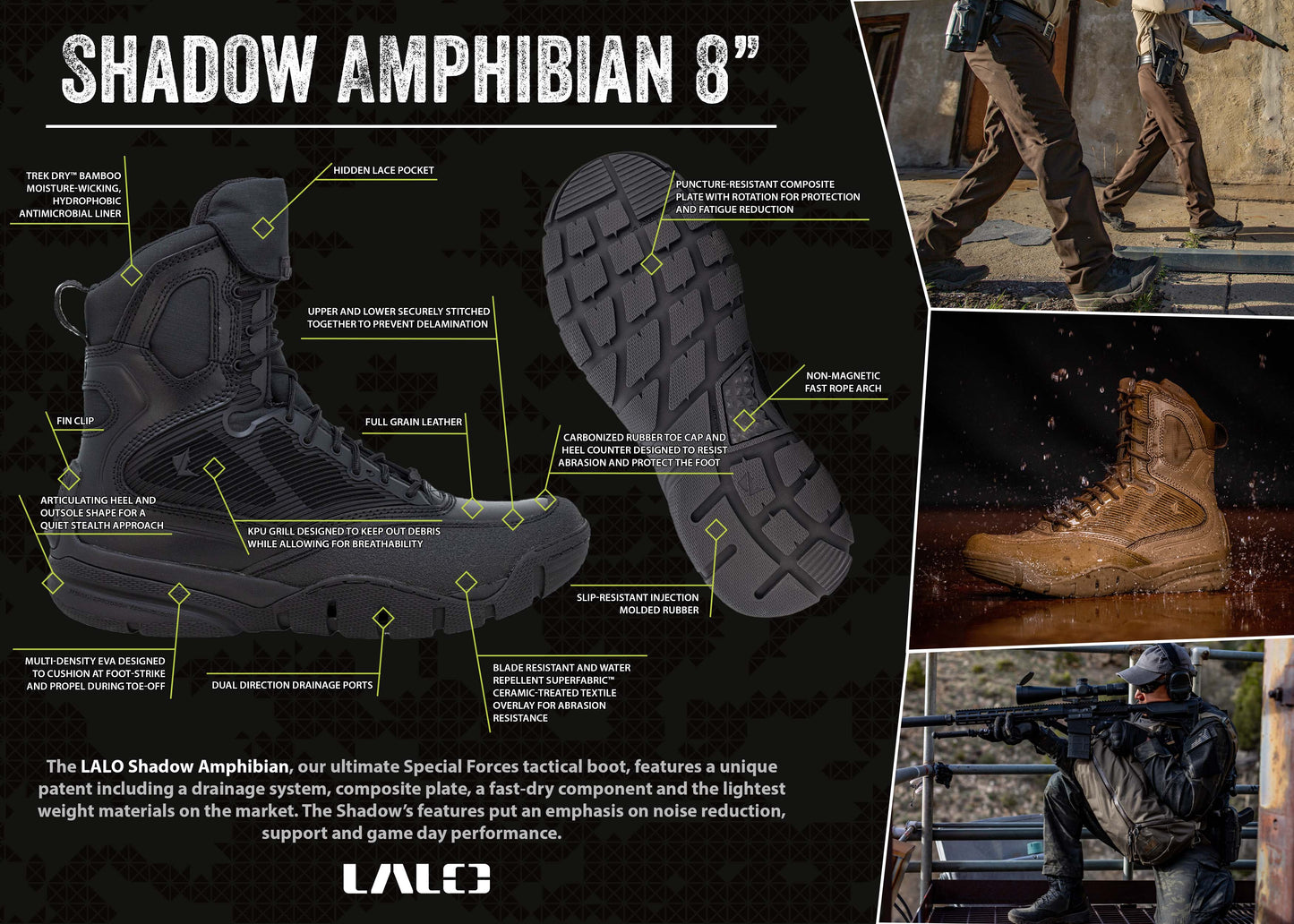 LALO SHADOW AMPHIBIAN 8" Boots Coyote - 1ML041