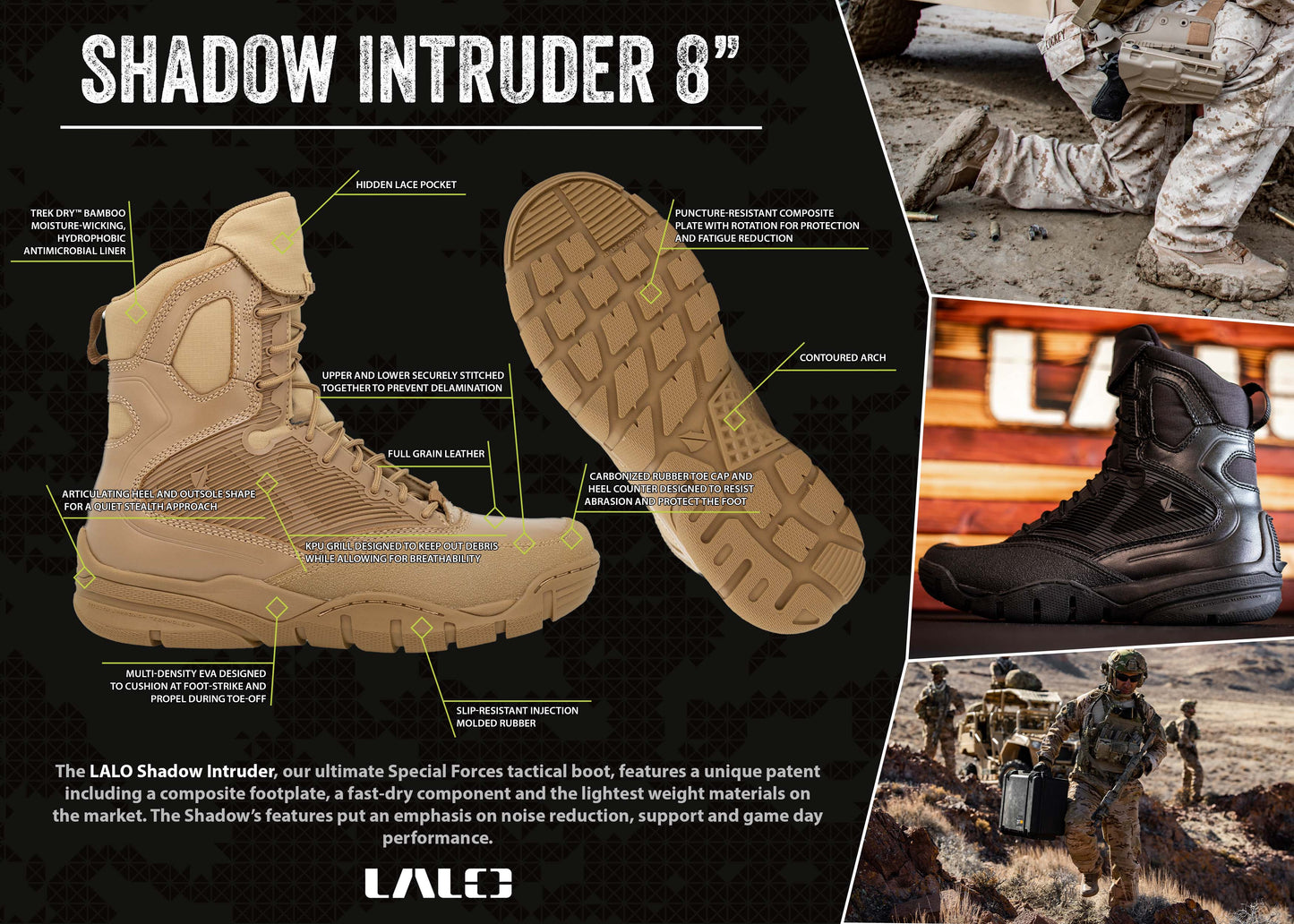 LALO SHADOW INTRUDER 8" Boots Black - 1ML047